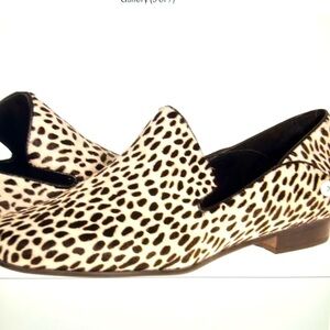 Clarks Pure Viola Loafer Shoes Women's Calf Hair Animal Print Slip On 7.5